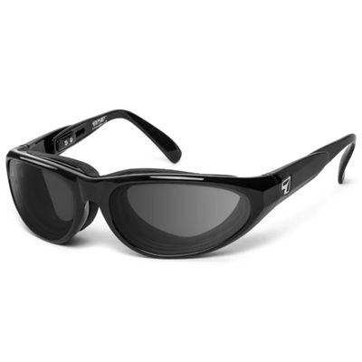 7 EYE DIABLO Wind Blocking Padded Foam Photochromic Sunglasses for Outdoors, 100% UVA + UVB Protection, Black Frame, Clear to Dark Gray Lenses