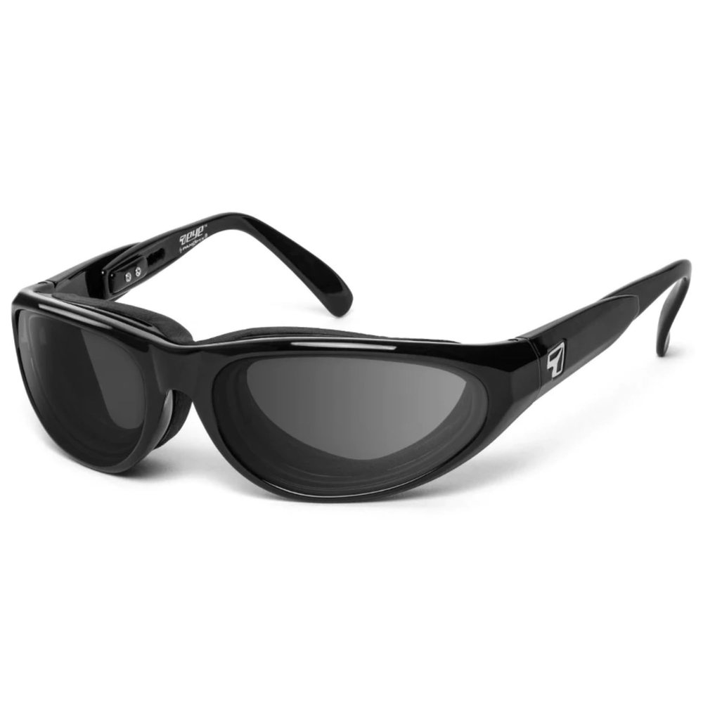 7 EYE DIABLO Wind Blocking Padded Foam Photochromic Sunglasses for Outdoors, 100% UVA + UVB Protection, Black Frame, Clear to Dark Gray Lenses