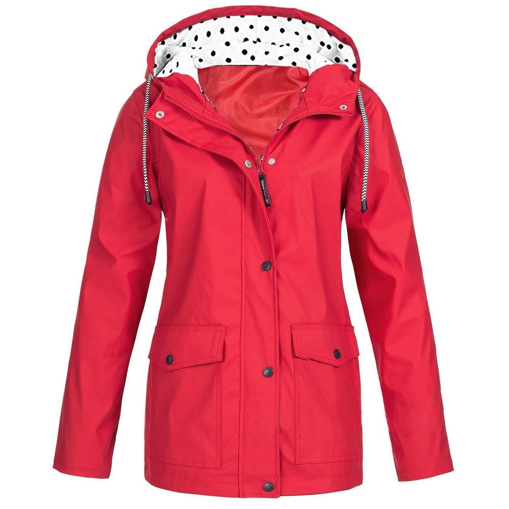 NaRHbrg Women Solid Rain Jackets Windproof Hooded Active Windbreaker