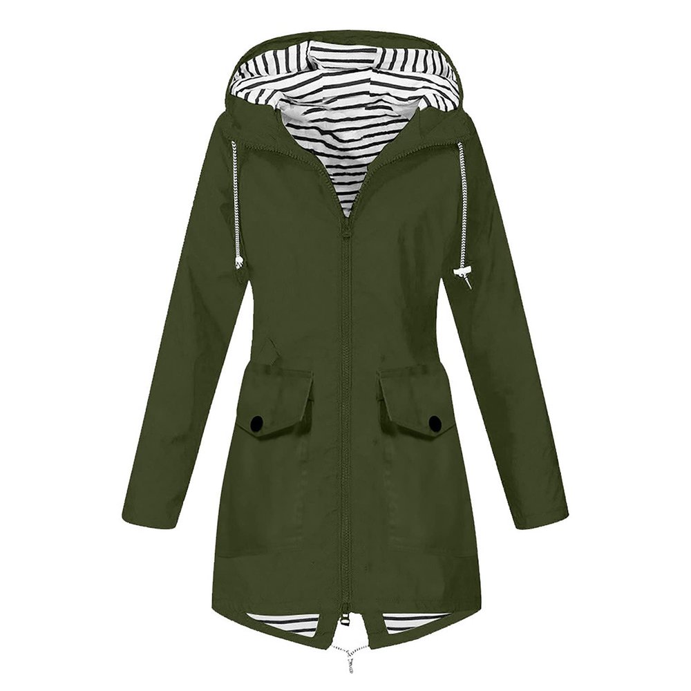 NaRHbrg Women Solid Rain Jackets Windproof Hooded Active Windbreaker