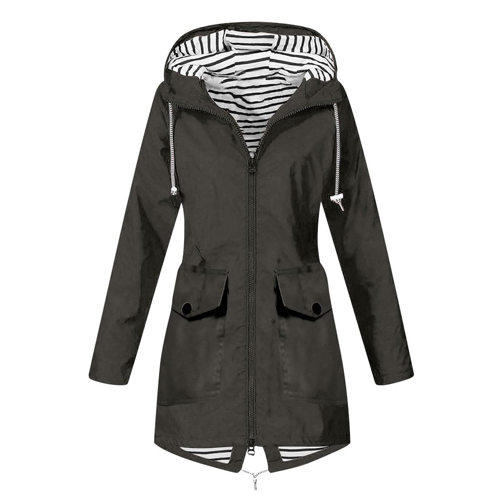 NaRHbrg Women Solid Rain Jackets Windproof Hooded Active Windbreaker