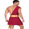 Moggemol Men's One Shoulder Ancient Greek God Lingerie Roman Spartan Knight Warrior Costume Cosplay Outfits B#Burgundy03 Large view 2