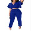 Fooullaide Women's Two Piece Outfit Jogger Sweatsuit Crop Top Butterfly Sleeve Matching Set Sexy Brunch Vacation 2pc Sets view 1