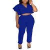Fooullaide Women's Two Piece Outfit Jogger Sweatsuit Crop Top Butterfly Sleeve Matching Set Sexy Brunch Vacation 2pc Sets view 2
