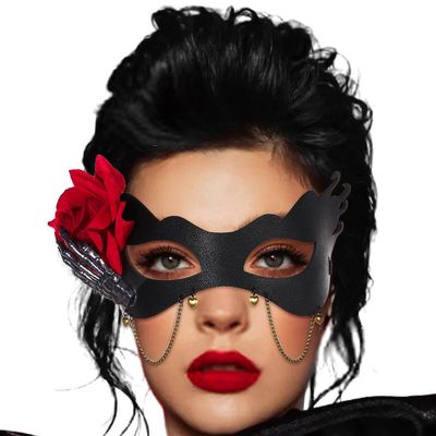 BODIY Halloween Masquerade Mask Black Leather Mask Eye Mask for Women