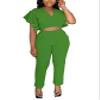 Fooullaide Women's Two Piece Outfit Jogger Sweatsuit Crop Top Butterfly Sleeve Matching Set Sexy Brunch Vacation 2pc Sets view 2