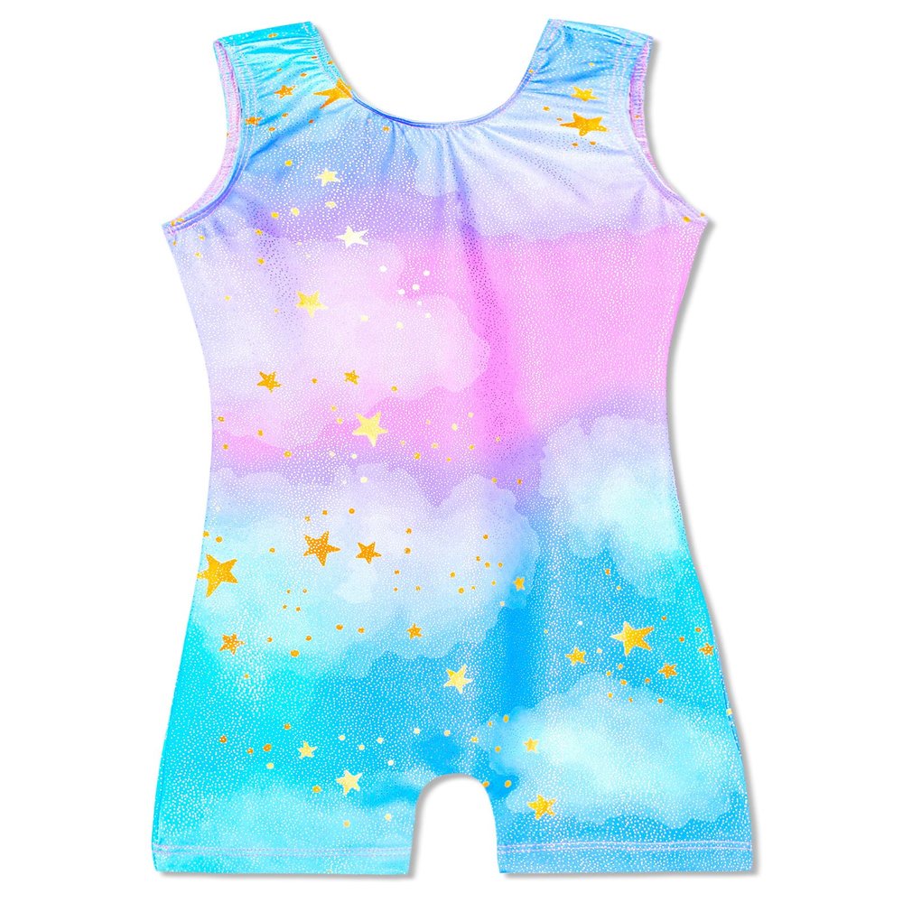 Domusgo Girls Gymnastics Leotards Size 3t 4t Blue Purple Star Sparkle One Piece Unitards