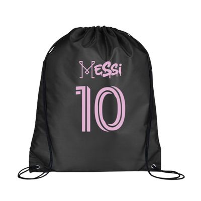 ALLNTRENDS Miami 10 Gym Bag String Bag Nylon Soccer Fan Sport Backpack (Black)