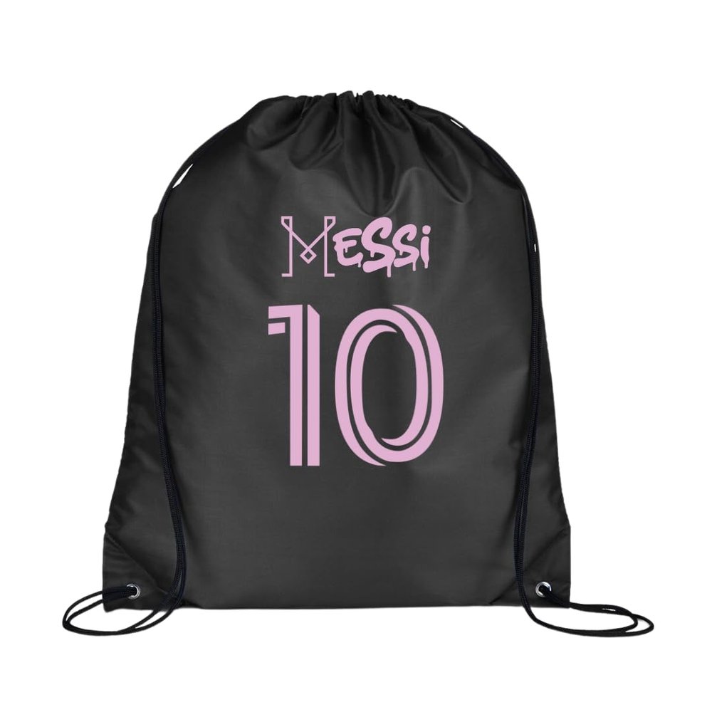 ALLNTRENDS Miami 10 Gym Bag String Bag Nylon Soccer Fan Sport Backpack (Black)