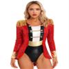 Lorilida Women's Tassels Bodysuit Ringmaster Costume Circus Showman Lion Tamer Cosplay Outfits Red Medium view 3