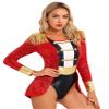 Lorilida Women's Tassels Bodysuit Ringmaster Costume Circus Showman Lion Tamer Cosplay Outfits Red Medium view 4