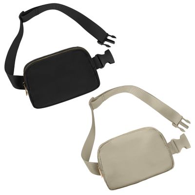 Frenou Waist Pack for Running Fanny Pack forWomen and Men Gift and Men Crossbody Belt Bag Bum Bag with Adjustable Strap for Sports Black+Wood Grey