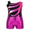 XUNZOO Kids Girls Rhinestone Athletic Ballet Dance Outfits Sleeveless Leotards with Booty Shorts Set for Gymnastics Rose 14 Years view 3