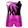 XUNZOO Kids Girls Rhinestone Athletic Ballet Dance Outfits Sleeveless Leotards with Booty Shorts Set for Gymnastics Rose 14 Years view 4