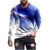 3D Print T-Shirt for Men Long Sleeve Fashion Tops Slim-Fit Crew Neck Casual Fall Pullover Workout Tee Shirts Blouse Blue view 1