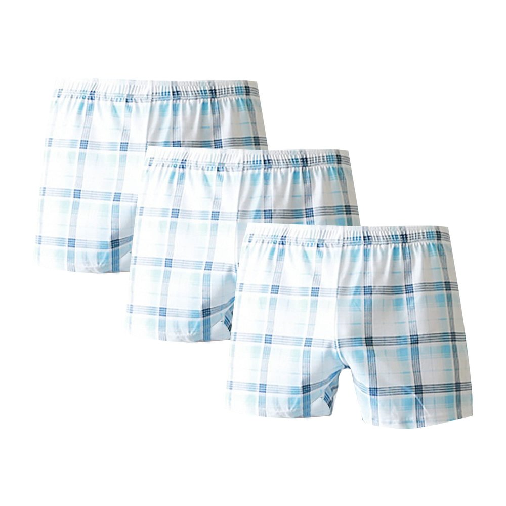 SWJGLITTR Men's Waist Printed Boxer Briefs Ice Silk Breathable Underwear Loose Quick-Drying Arrow Shorts (Blue A 3pc,X-Large)