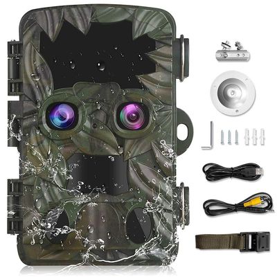 inBEKEA Trail Camera Dual-Lens with Starlight Night Vision 4K 20MP Wildlife Game Camera with 0.2s Motion Activated 120 Wide Angle IP66 Waterproof 2.4" Screen Hunting Scouting Cam