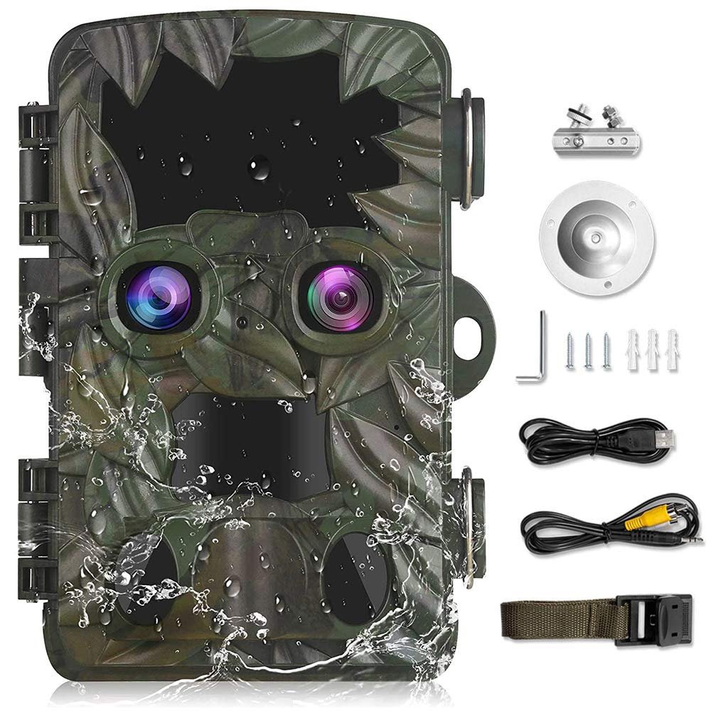 inBEKEA Trail Camera Dual-Lens with Starlight Night Vision 4K 20MP Wildlife Game Camera with 0.2s Motion Activated 120 Wide Angle IP66 Waterproof 2.4" Screen Hunting Scouting Cam