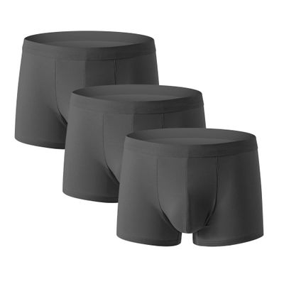 SWJGLITTR Men's Middle Waist Breathable Underwear Solid Boxer Briefs Cotton Comfortable Underpants (Gray 3pc,3X-Large)