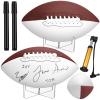 Liliful 2 Pcs Autograph Football Basketball Blank Official Size with 2 Stand 2 Signature Pen 1 Pump for Fantasy Trophy Anniversary Birthday Graduation(Size 9,3 Sides White Football) view 1
