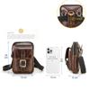 Contacts Small Leather Crossbody Phone Bag Mens Belt Bag Vintage Waist Pack Bum Purse Hip Bag for Travel Riding view 3
