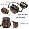 Contacts Small Leather Crossbody Phone Bag Mens Belt Bag Vintage Waist Pack Bum Purse Hip Bag for Travel Riding view 4