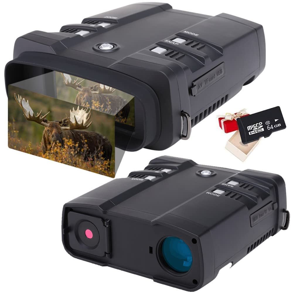 inBEKEA Night Vision Binoculars, 1080p Full HD Infrared 1640 ft/500M Viewing Range Digital Night Vision Goggles with 4" LCD Screen and 64G Micro SD Card, Take HD Photos/Videos for Hunting Camping