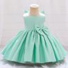 Flower Girl Dresses for Wedding Toddler Kids Pageant Dresses Girls Baby Satin Bowknot Special Occasion Dress First Birthday Party Outfit Sleeveless Princess Tutu Formal Baptism Gown Mint Green 18-24M view 3