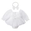 Dresses for Baby Girls 1st First Birthday Party Dress Newborn Fairy Tulle Tutu Bubble Romper Toddlers Long Sleeve Jumpsuit Bodysuit One Year Old Cake Smash Outfit Photo Shooting White 3-6 Months view 1
