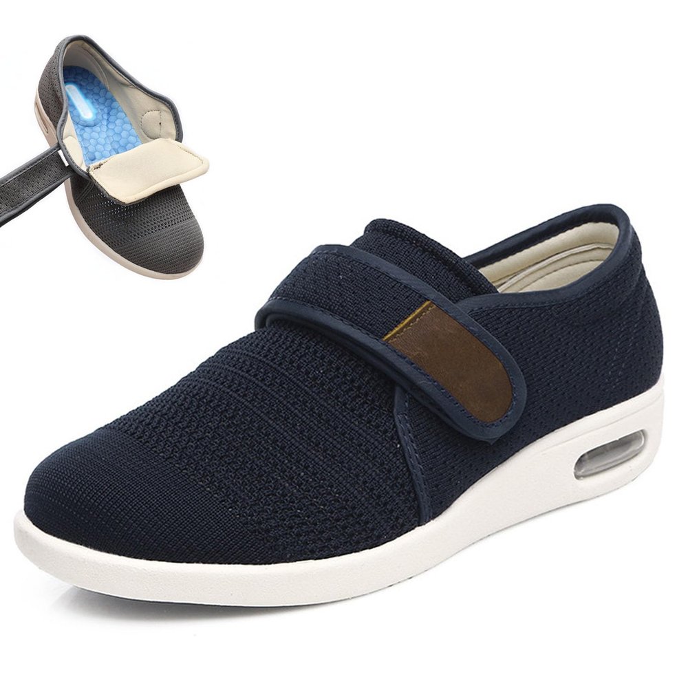 bumuam Men's Wide Width Shoes with Adjustable Closure Lightweight,Adjustable Closure for Arthritis Swollen Edema Plantar Fasciitis Swollen Feet Walking Shoes Men 7/Women 8
