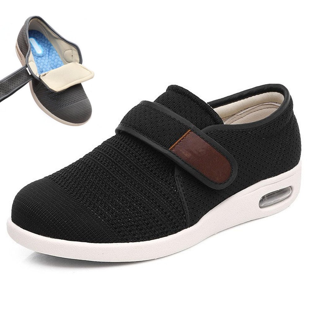 bumuam Extra Wide Walking Edema Sneakers,Adjustable Closure for Arthritis Swollen Edema Plantar Fasciitis Swollen Feet Walking Shoes Men 12
