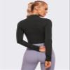 CRZ YOGA Butterluxe Mock Neck Long Sleeve Shirts for Women - Workout Casual Tops Turtleneck Crop Slim Fall Base Layer Black Medium view 2