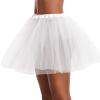 Women's Tutu Skirt Layered Tulle Ballet Halloween Ruffle Vintage Style Lightweight Dress Up Teen Puffy Dance Rave Skirt White view 2