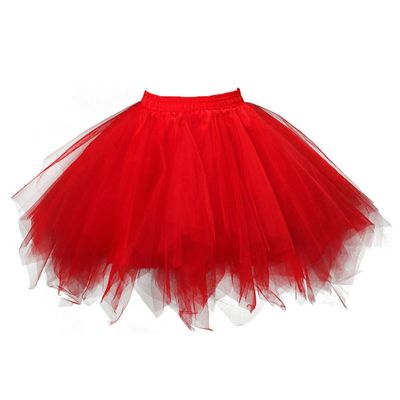 Women Tutu Skirt Layered Classic Elastic Performance Halloween Ruffle Colorful Petticoat Dress Up Teen Puffy Birthday Skirt