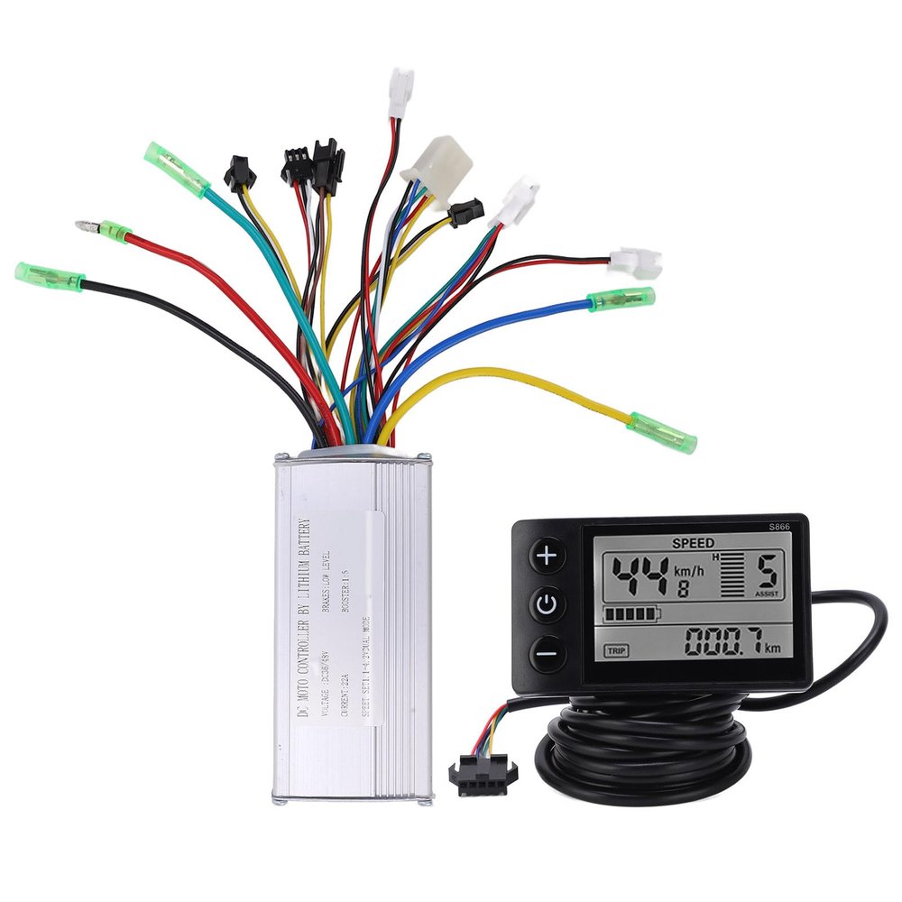 Electric Bicycle Scooter Controller Kit, E Bike Brushless Controller with LCD Display, Weatherproof LCD Display Panel Brushless Controller Kit for Electric Bicycle Scooter Motor
