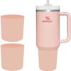 Haundry 2-Pack Silicone Boot for Stanley Cup, Protective Water Bottle Bottom Sleeve Cover for Stanley 40oz Tumbler, Silicone Bumper for Stanley 40oz Cups, Pink view 1