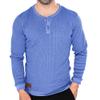 Men's Long Sleeve Waffle Thermal Shirt Top, Knitted Sweater, Sweatshirt for Men (US, Alpha, Large, Regular, Regular, Cornflower Blue, Henley) view 1