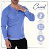 Men's Long Sleeve Waffle Thermal Shirt Top, Knitted Sweater, Sweatshirt for Men (US, Alpha, Large, Regular, Regular, Cornflower Blue, Henley) view 4
