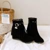 Ephirebra Women's Suede Tassel Wedge Ankle Boots Side Zipper Buckle High Top Cowgirl Boots Fashion Comfortable Non-Slip Platform Booties (black,11,11) view 2