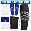 Sosation 3 Set Volleyball Arm Sleeves and Knee Pads for Kids Soft Forearm Sleeves with Protection Pad Thumbhole Volleyball Accessories for Training Youth Girls Boys 5-8 Years Old (Black, Blue, White) view 2