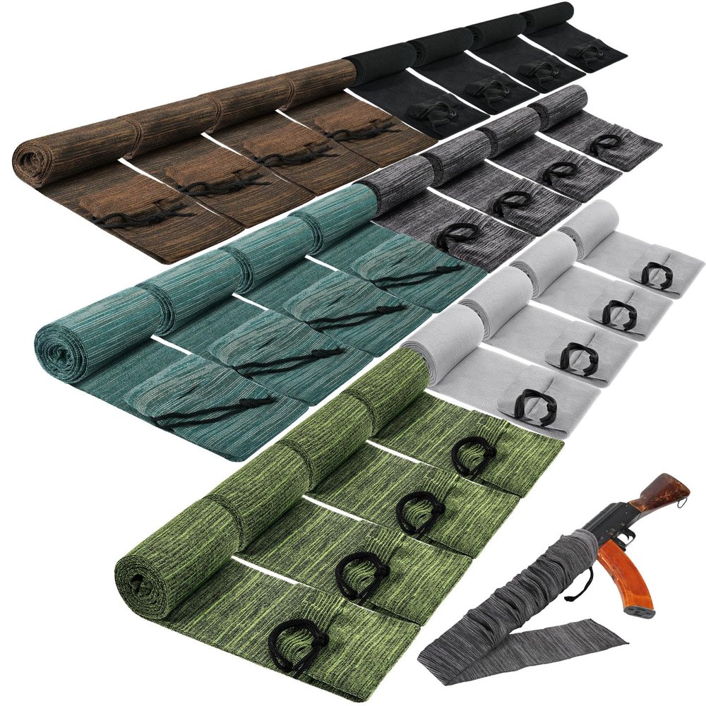 Buryeah 24 Pcs 54 x 4 Inch Knit Gun Socks for Shotgun, Silicone Treated Gun Case Anti Rust Thick Gun Sleeve Cover with Drawstring Closure Bulk for Long Guns Tactical (Retro Color)