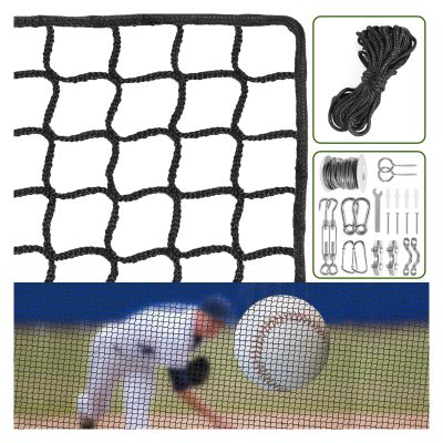 NQB Baseball Softball Backstop Nets - 10x15FT Heavy Duty Sports Nets, Sports Netting Barrier with 33FT Rope & Steel Hanging Kit BM3*4.5