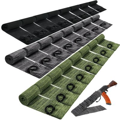 Buryeah 24 Pcs 54 x 4 Inch Knit Gun Socks for Shotgun, Silicone Treated Gun Case Anti Rust Thick Gun Sleeve Cover with Drawstring Closure Bulk for Long Guns Tactical(Vintage Color)