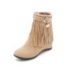 Ephirebra Women's Suede Tassel Wedge Ankle Boots Side Zipper Buckle High Top Cowgirl Boots Fashion Comfortable Non-Slip Platform Booties (khaki,10,10) view 1