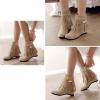 Ephirebra Women's Suede Tassel Wedge Ankle Boots Side Zipper Buckle High Top Cowgirl Boots Fashion Comfortable Non-Slip Platform Booties (khaki,10,10) view 4