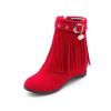 Ephirebra Women's Suede Tassel Wedge Ankle Boots Side Zipper Buckle High Top Cowgirl Boots Fashion Comfortable Non-Slip Platform Booties (red,9,9) view 1
