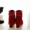 Ephirebra Women's Suede Tassel Wedge Ankle Boots Side Zipper Buckle High Top Cowgirl Boots Fashion Comfortable Non-Slip Platform Booties (red,9,9) view 3