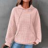 Womens Oversized WaffleKnit Crewneck Sweatshirts Long Sleeve Hoodies Casual Pullover Sweatshirt Tops view 2