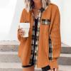 XUNRYAN Women's Casual Long Sleeve Button Down Loose Lightweight Shacket Shirt Jacket Coat Outerwear with Pockets 2023 Womens Fall Fashion view 4