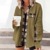 Plaid Jackets for Women Waffleknit Quilted Shacket Coats Oversized Button Down Shirts Jacket view 4